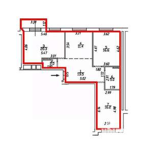 3-к квартира, строящийся дом, 89м2, 4/16 этаж