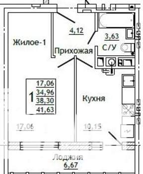 1-к квартира, строящийся дом, 42м2, 2/10 этаж