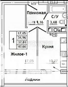 1-к квартира, сданный дом, 42м2, 6/10 этаж