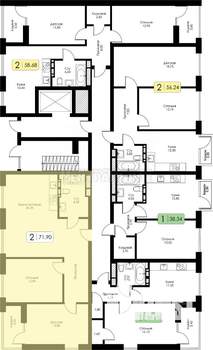 2-к квартира, вторичка, 72м2, 2/11 этаж