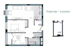 3-к квартира, строящийся дом, 68м2, 13/14 этаж