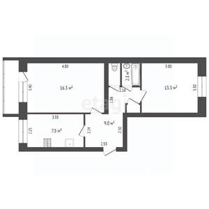 2-к квартира, вторичка, 51м2, 1/5 этаж