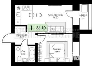 1-к квартира, вторичка, 36м2, 9/10 этаж
