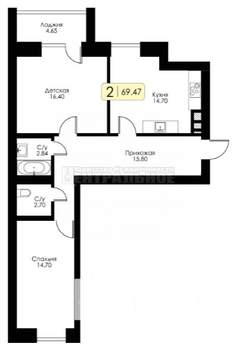 2-к квартира, вторичка, 69м2, 2/10 этаж