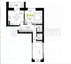 2-к квартира, вторичка, 63м2, 9/10 этаж