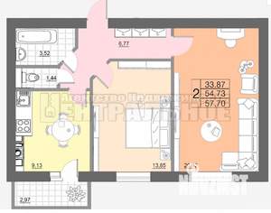 2-к квартира, сданный дом, 58м2, 6/10 этаж