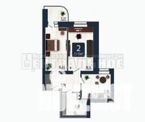 2-к квартира, вторичка, 72м2, 6/9 этаж