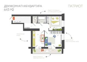 2-к квартира, вторичка, 65м2, 9/10 этаж
