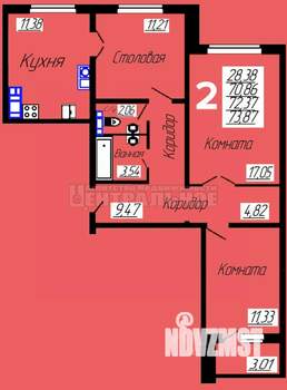 2-к квартира, сданный дом, 74м2, 8/10 этаж