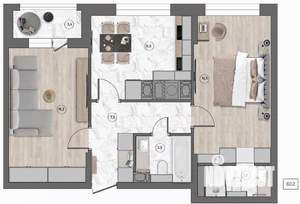 2-к квартира, строящийся дом, 60м2, 10/10 этаж