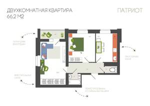 2-к квартира, вторичка, 66м2, 1/10 этаж