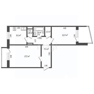 2-к квартира, вторичка, 51м2, 2/5 этаж
