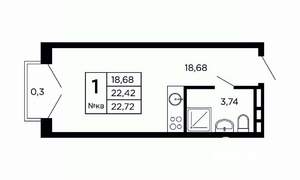 Студия квартира, вторичка, 23м2, 6/16 этаж