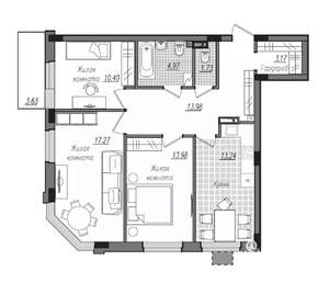 3-к квартира, строящийся дом, 82м2, 13/16 этаж
