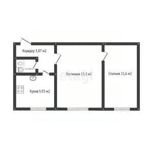 2-к квартира, вторичка, 38м2, 2/2 этаж