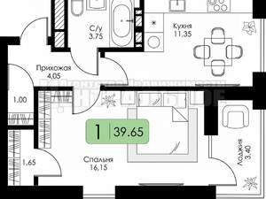 1-к квартира, вторичка, 40м2, 3/15 этаж