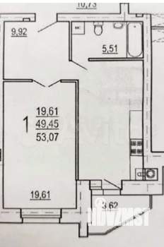 1-к квартира, вторичка, 50м2, 6/10 этаж