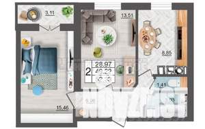 2-к квартира, вторичка, 52м2, 5/10 этаж