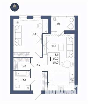 1-к квартира, строящийся дом, 54м2, 14/16 этаж
