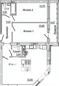 2-к квартира, строящийся дом, 86м2, 7/10 этаж