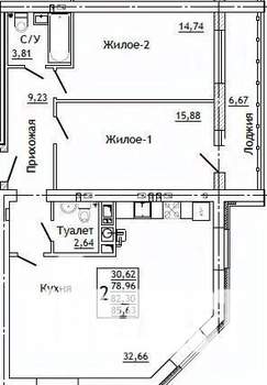 2-к квартира, строящийся дом, 86м2, 2/10 этаж