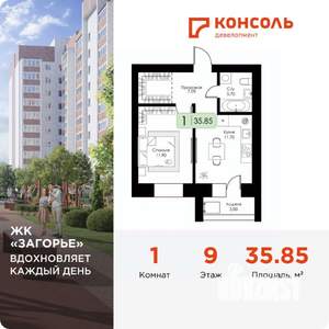 1-к квартира, вторичка, 36м2, 9/10 этаж
