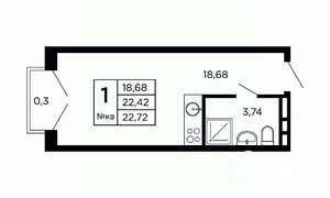 Студия квартира, вторичка, 23м2, 15/16 этаж