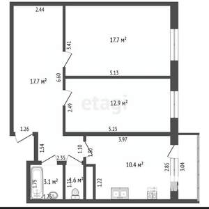 2-к квартира, вторичка, 64м2, 7/11 этаж