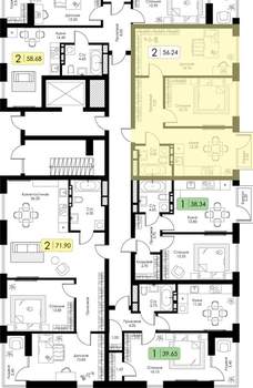 2-к квартира, строящийся дом, 56м2, 9/15 этаж