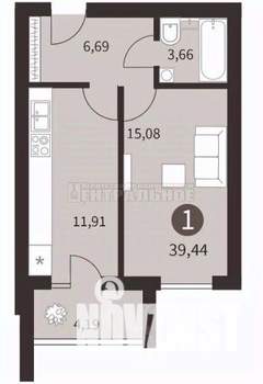 1-к квартира, вторичка, 40м2, 3/10 этаж