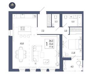 1-к квартира, вторичка, 78м2, 15/16 этаж