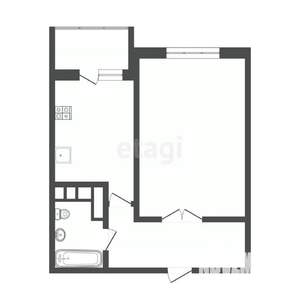 1-к квартира, вторичка, 44м2, 4/4 этаж