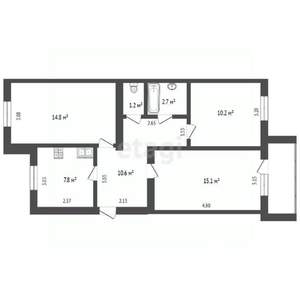 3-к квартира, вторичка, 62м2, 6/6 этаж