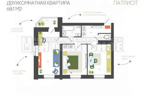 2-к квартира, вторичка, 68м2, 1/10 этаж
