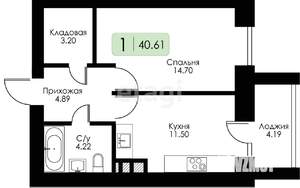 1-к квартира, вторичка, 41м2, 10/10 этаж