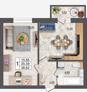 1-к квартира, вторичка, 38м2, 4/10 этаж