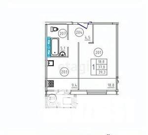 1-к квартира, вторичка, 39м2, 10/10 этаж