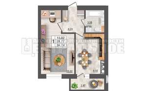 1-к квартира, вторичка, 35м2, 1/10 этаж