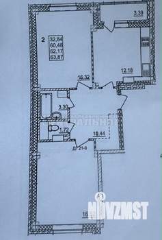 2-к квартира, вторичка, 62м2, 1/10 этаж