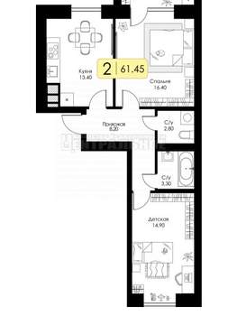 2-к квартира, вторичка, 61м2, 7/10 этаж