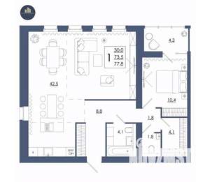 1-к квартира, строящийся дом, 78м2, 15/16 этаж