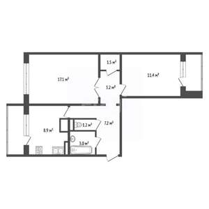 2-к квартира, вторичка, 52м2, 3/10 этаж
