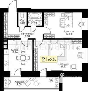 2-к квартира, вторичка, 66м2, 4/10 этаж