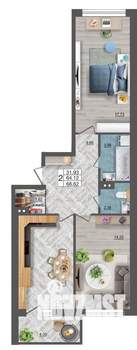 2-к квартира, вторичка, 69м2, 15/18 этаж