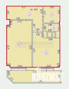 1-к квартира, вторичка, 51м2, 2/10 этаж