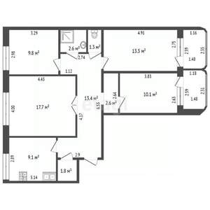 4-к квартира, вторичка, 86м2, 5/10 этаж