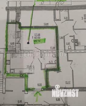 1-к квартира, вторичка, 45м2, 9/10 этаж