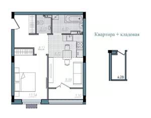 2-к квартира, строящийся дом, 47м2, 5/14 этаж