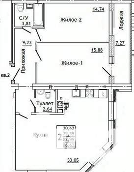 2-к квартира, строящийся дом, 86м2, 1/10 этаж