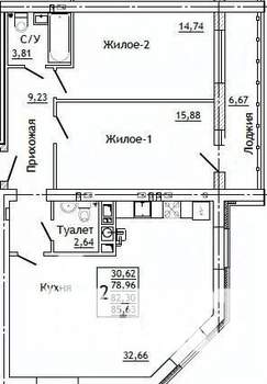 2-к квартира, строящийся дом, 86м2, 4/10 этаж